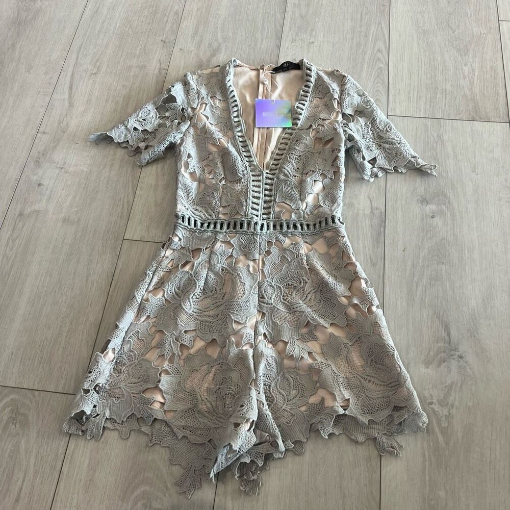 Missguided  Ladder Lace Deep Plunge V-Neck Playsuit Romper Women's US size 2